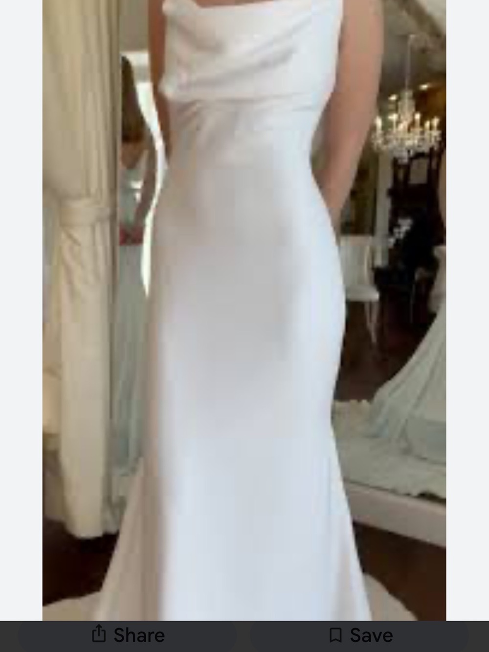 Lulu's Ivory Satin Cowl Neck Wedding Dress with Sheer Long Sleeves